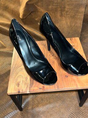 Apt. 9 Black Patent Leather Peep Toe Pumps
